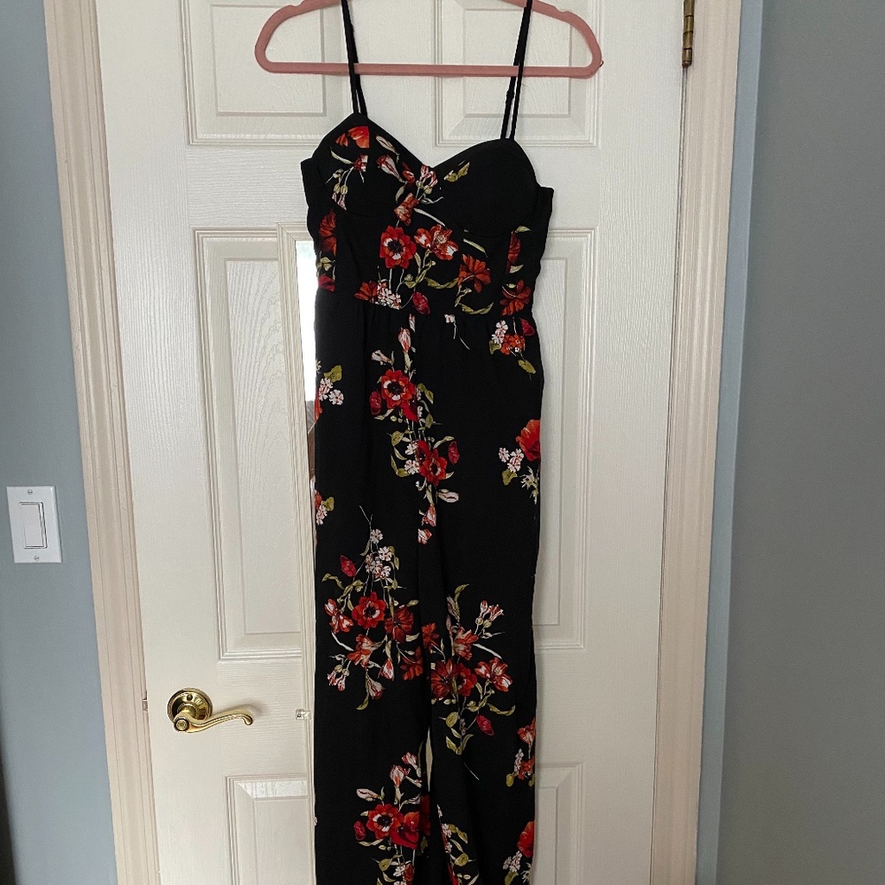 Beautiful Black and Red Floral Jumpsuit